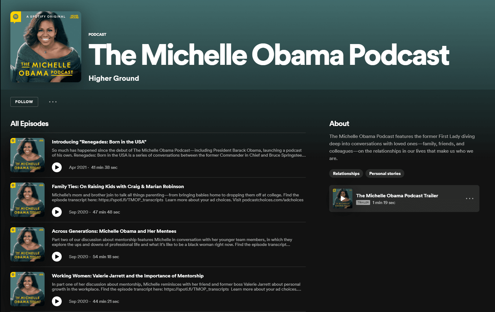 the Michelle Obama podcast