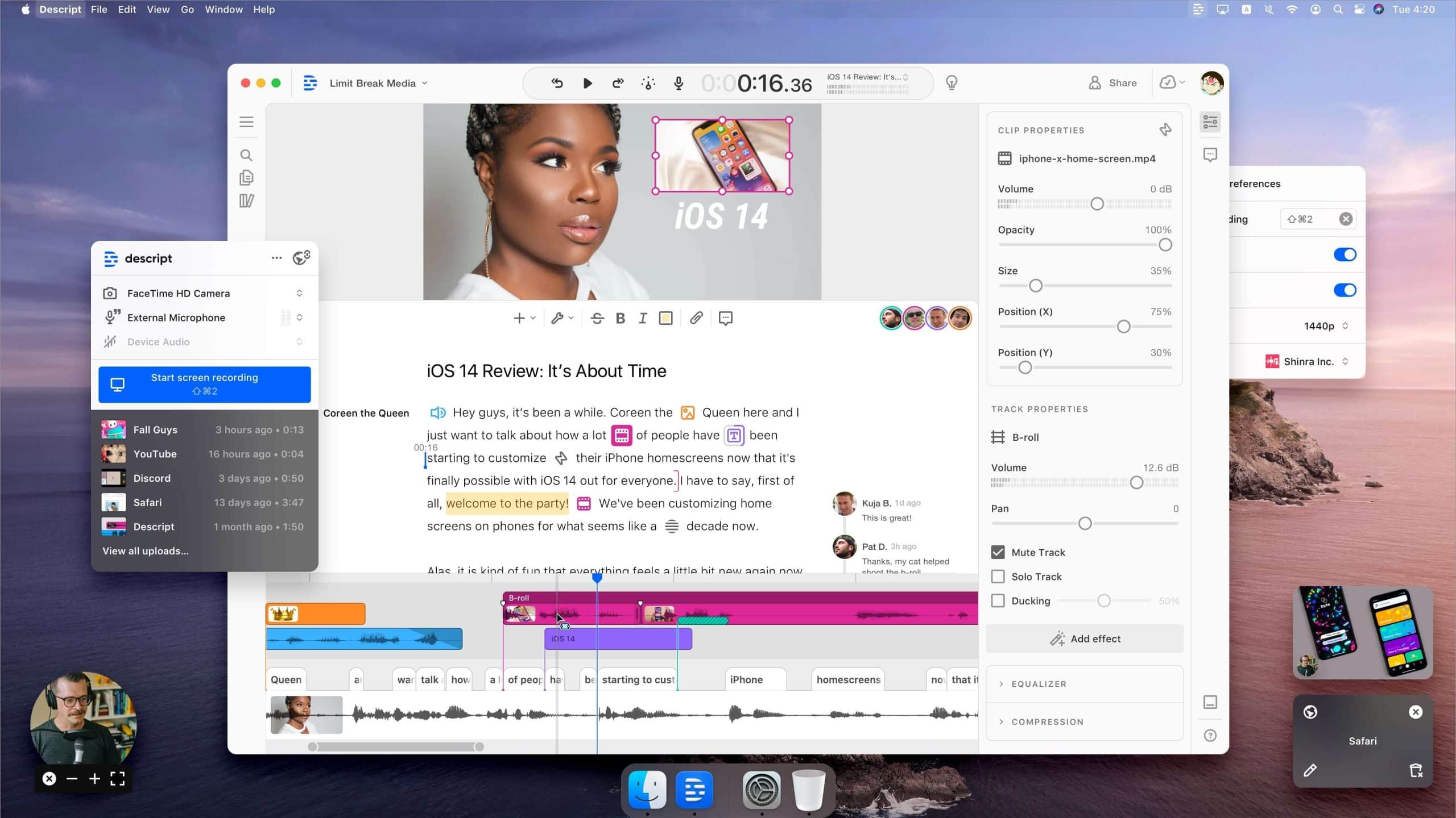 The Best Podcast Editing Software in 2025 - An image of Descript software
